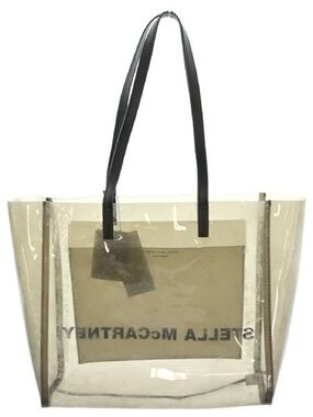 Stella McCartney Clear Beige Transparent Tote with Black Straps